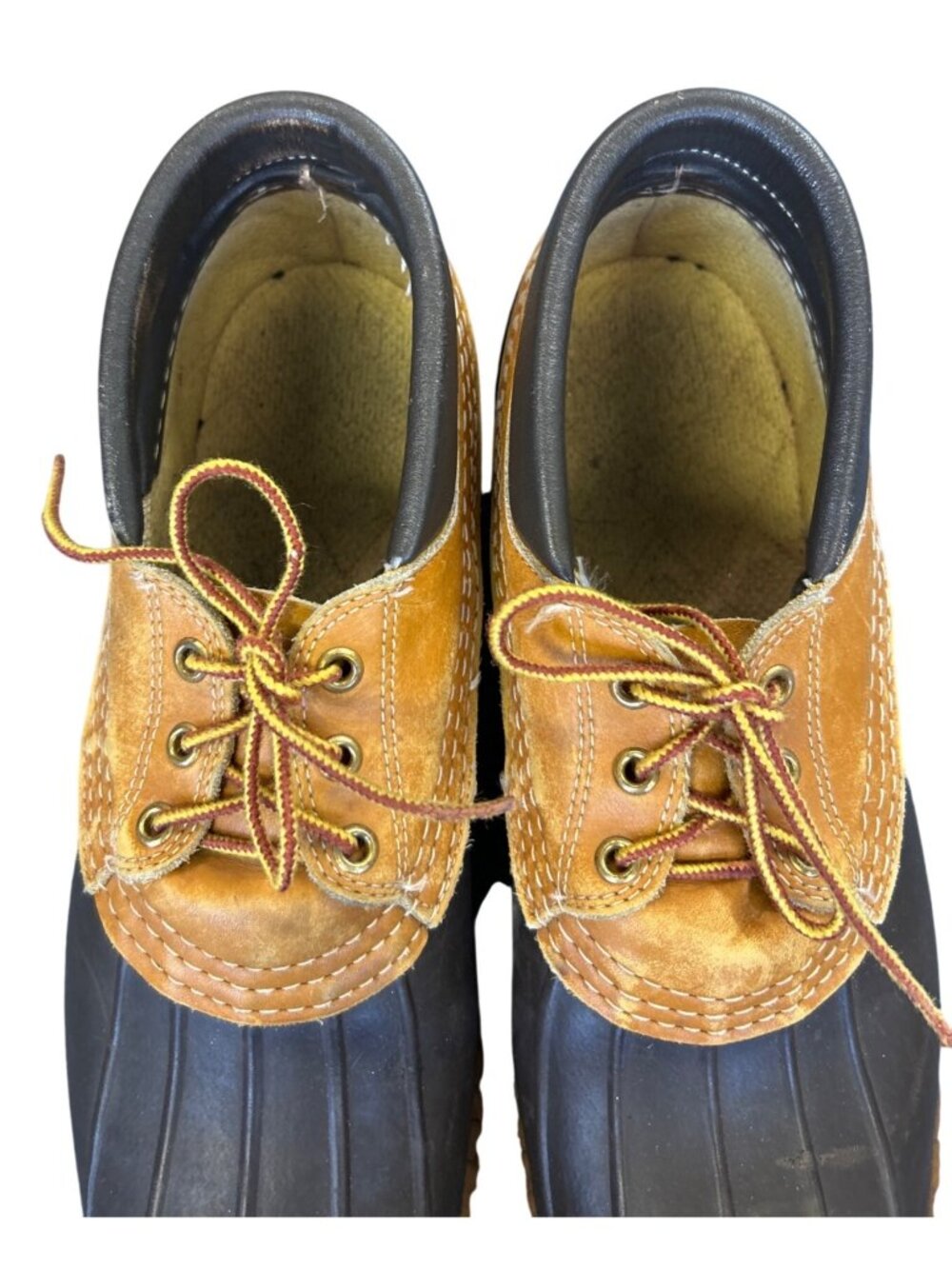 VTG L.L.Bean Maine Hunting Duck Shoes Men's13M Brown Tan Leather Rubber - Picture 5 of 7